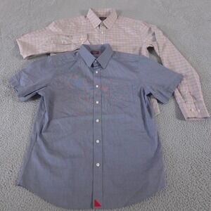 LOT OF 2 UNTUCKit Shirt Mens Medium Plaid Button Down Solid Wrinkle Free Cotton